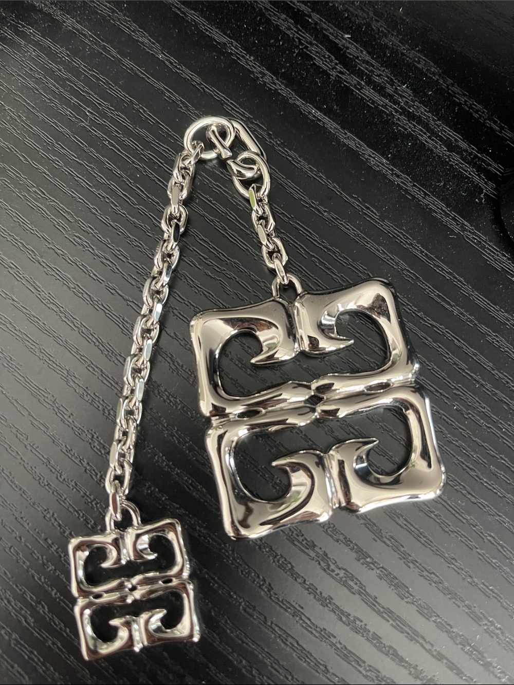 Givenchy Silver-Tone Double Chain Pendant Bag Charm - Women's Accessory